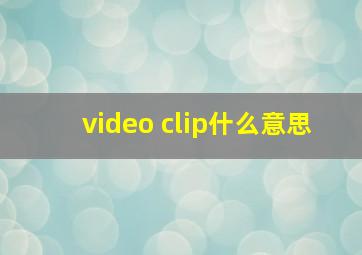 video clip什么意思